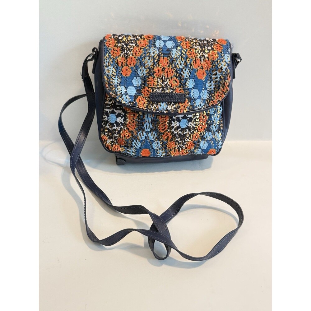Vera Bradley Summer Sparkle Crossbody Bag with Marrakesh Beads Blue Orange